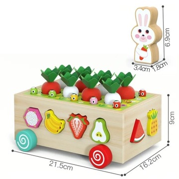 ЗАГАДКА-СОРТЕР ДЕРЕВЯННЫЕ БЛОКИ ЧЕРВЯКИ ОВОЩИ ИГРА МОТЕССОРИ PED