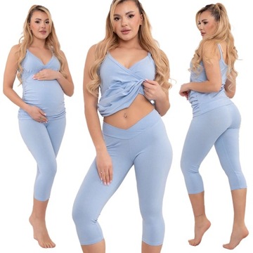 FORMOMMY LEGGINSY CIĄŻOWE GETRY SPODNIE RYBACZKI Z NISKIM STANEM S