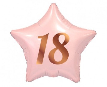 BALON FOLIOWY GWIAZDKA 18 URODZINY RÓŻOWA tor