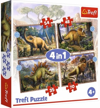 PUZZLE 4W1 TREFL CIEKAWE DINOZAURY