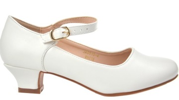 Туфли для причастия, Матовый каблук, БЕЛАЯ КОЖА r29