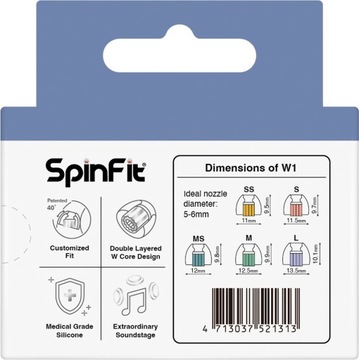SpinFit W1 – 2 Поколение 2023 года — Двухжильные накладки — Размер: L