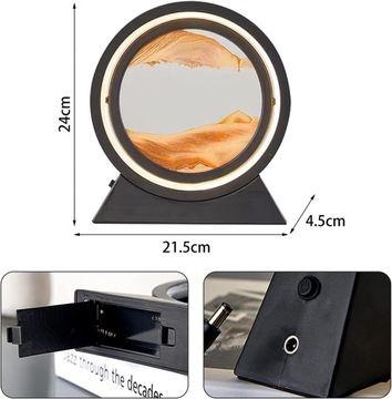 LAMPKA NOCNA MALOWANIE PIASKIEM DYNAMICZNY PIASEK NOCNE ŚWIATŁO KLEPSYDRY