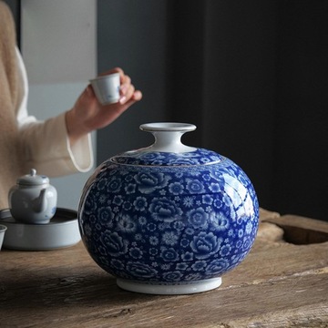 Керамическая банка для чая емкостью 1000 мл, синий и белый фарфор с крышкой, универсальный подарок