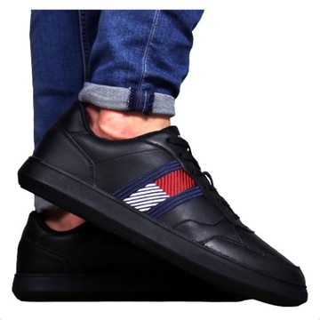 Tommy Hilfiger SKÓRA buty męskie ORYGINAŁ sneakersy CZARNE sportowe wygodne