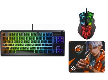 KLAWIATURA PRZEWODOWA SteelSeries Apex 3 TKL US + MYSZKA 7200DPI + PODKŁAD