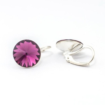 Srebrne kolczyki z kr. Swarovski Rivoli 12mm Ameth