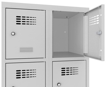 Металлический шкаф на 10 отделений, отдельные массивные замки.