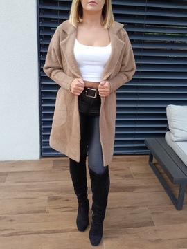 ПАЛЬТО АЛЬПАКА, длинная накидка оверсайз, CAMEL BEIGE