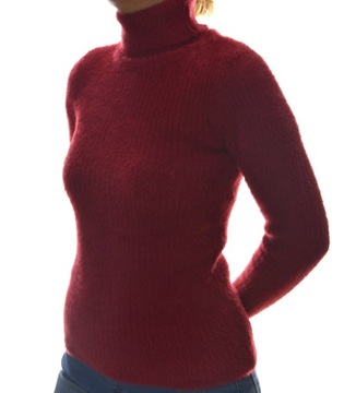Damski sweter typu alpaka golf w prążek UNI