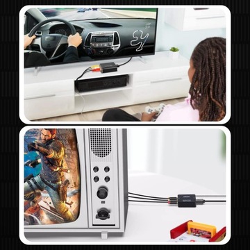 АДАПТЕР КОНВЕРТЕРА СИГНАЛОВ AV CHINCH RCA К HDMI FULL HD 1080P+ USB КАБЕЛЬ