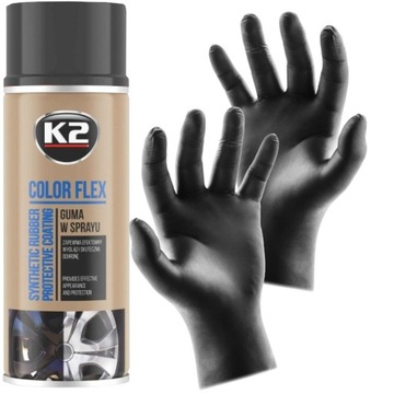 K2 COLOR FLEX CZARNY MAT 400ML - GUMA W SPRAYU Re