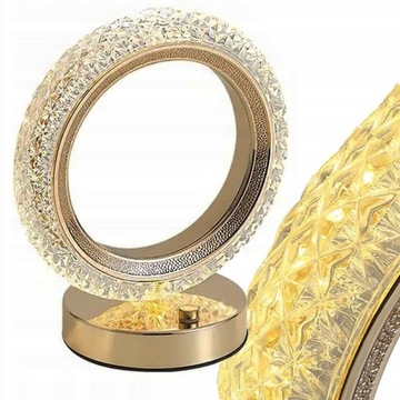 LAMPKA NOCNA STOŁOWA PIERŚCIEŃ KRYSZTAŁ LED RGB