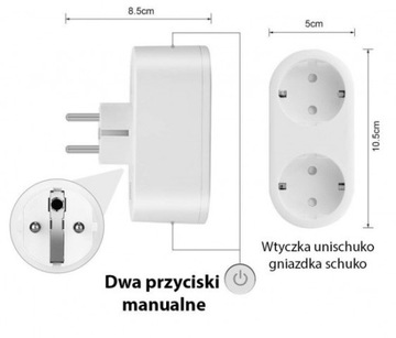 TUYA inteligentne podwójne gniazdko WiFi SMART 16A