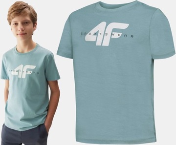 KOSZULKA CHŁOPIĘCA 4F DZIECIĘCA T-SHIRT M1113 BAWEŁNIANA BASIC SPORTOWA 140