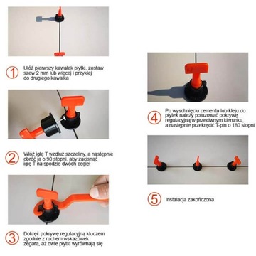 СИСТЕМА ВЫРАВНИВАНИЯ ПЛИТКИ КЛИП-РУЧКА 50 ШТ. + КЛЮЧ