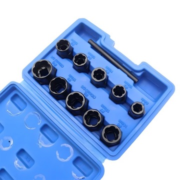 Головки для поврежденных болтов и гаек, экстракторы 11 шт., 9–19 мм.