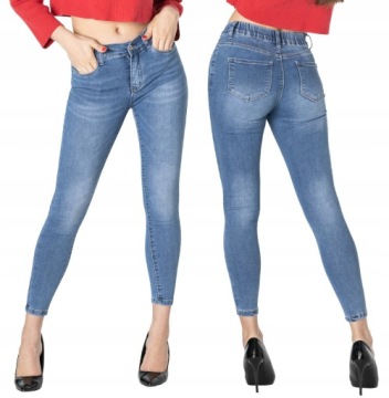 Jasne Jeansy Rurki Slim Spodnie Damskie 3738 W28