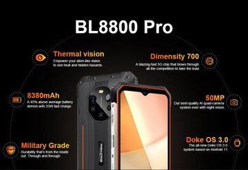 Смартфон Blackview BL8800 Pro Оранжевый 8G/128G