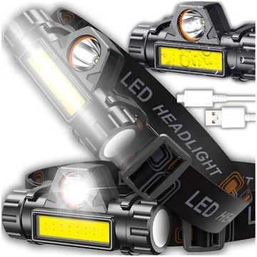 LATARKA CZOŁOWA CZOŁÓWKA LED MOCNA LAMPKA USB COB NA GŁOWĘ Z MAGNESEM 4W1