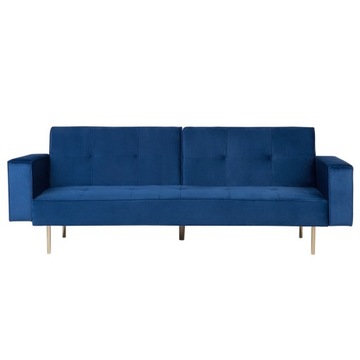 Sofa rozkładana welurowa niebieska VISNES