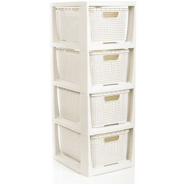 Полка BranQ с 4 корзинами, античный белый