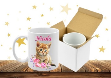 ZESTAW PODUSZKA KUBEK WOREK KOT KOTY KOTKI IMIĘ