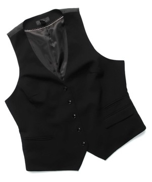 H&M 42 XL KAMIZELKA CZARNA ELEGANCKA DOPASOWANA ZAPINANA NA GUZIKI BIUROWA