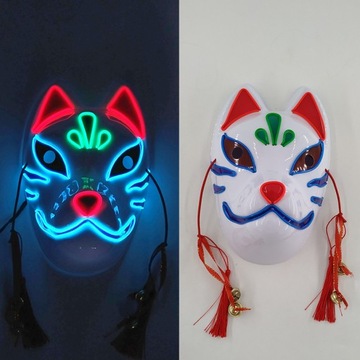 Светодиодная светящаяся маска кошки, косплей, Хэллоуин, карнавал