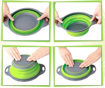 Durszlak Składane Sitko Silikonowe Ociekacz z Uchwytami Miska 20cm