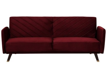 Sofa kanapa rozkładana welur czerwona