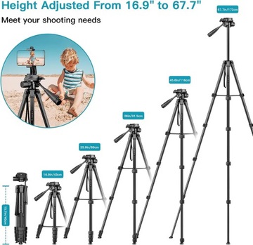 ШТАТИВ ДЛЯ КАМЕРЫ СМАРТФОНА РЕГУЛИРУЕМЫЙ ДО 172 СМ ШТАТИВ С СУМКОЙ