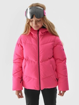 4F KURTKA NARCIARSKA DZIEWCZĘCA DZIECIĘCA ZIMOWA Z KAPTUREM