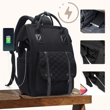 Черный рюкзак, сумка для коляски, органайзер для мамы и папы, 3в1