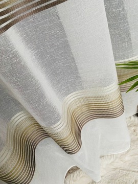 Матовая штора ЭКО ЛЕН, бежевые полосы, 290 см, свободный пошив