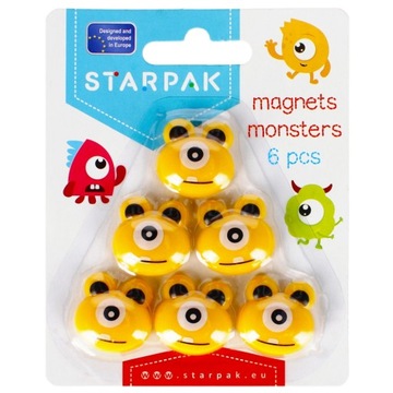 STARPAK magnesy POTWORKI na tablicę lodówkę 6 sztuk