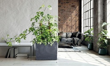 БОЛЬШАЯ КВАДРАТНАЯ ЦВЕТОЧНАЯ КОРОБКА ИЗ БЕЛОГО РОТАНГА PROSPERPLAST