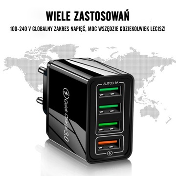 Зарядное устройство 4xUSB Quick Charge 3.0 QC 3.1A, 18 Вт