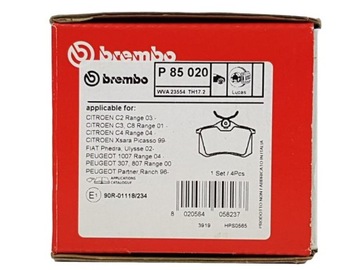 БЛОКИ BREMBO PEUGEOT 307 308 PARTNER ЗАДНИЕ ЗАДНИЕ