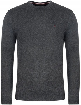 Sweter Tommy Hilfiger klasyk C-neck szary r. XXL