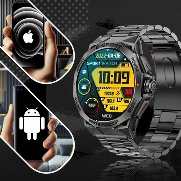 SMARTWATCH ZEGAREK MĘSKI MENU POLSKIE SPORT PULS ROZMOWY SMART WATCH AMOLED