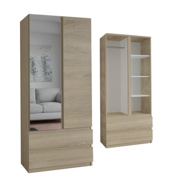SZAFA MALAVI 70x190 - DĄB SONOMA - SZAFA UCHYLNA Z SZUFLADAMI (1x LUSTRO )