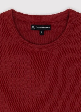 Czerwony sweter męski z okrągłym dekoltem Pako Lorente roz. L