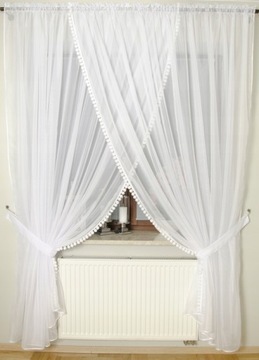 НОВАЯ ШТОРА ИЗ ВУАЛЯ + ПОМПОНЫ 400х250см НОВИНКА!