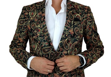GIOVANNI PERA Marynarka męska D612 PAISLEY, kwiaty, elegancka 64 4XL