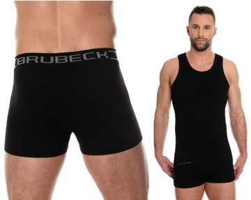 BEZSZWOWA PODKOSZULKA NA RAMIĄCZKACH Męska Brubeck + BEZSZWOWE BOKSERKI-2XL