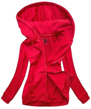 BLUZA DAMSKA Z KAPTUREM W03 CZERWONA L (40)