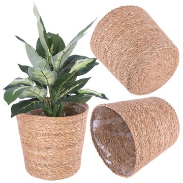 Kosz osłonka Moroccan naturalny XL TRAWA MORSKA styl BOHO śr. 24 cm
