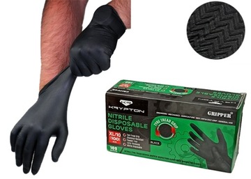 Rękawiczki nitrylowe XL 10 CZARNE GRIPPER 100szt
