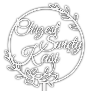 CHRZEST ŚWIĘTY TOPPER TORT NAPIS Z IMIENIEM BIAŁY